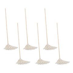 Handle/Deck Mops, #12 White Cotton Head, 48" Natural Wood Handle, 6/Pack