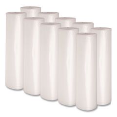 Recycled Low-Density Polyethylene Can Liners, 60 gal, 1.1 mil, 38" x 58", Clear, Perforated, 10 Bags/Roll, 10 Rolls/Carton