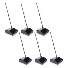 Lobby Dust Pan, 11.75 x 37, 34" Handle, Plastic/Aluminum, Black, 6/Carton