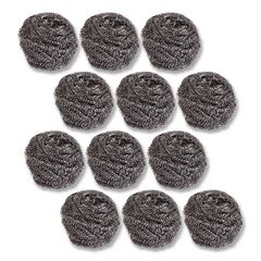 Stainless Steel Scrubber, Large Size, 2.5 X 2.75, Steel Gray, 12/carton