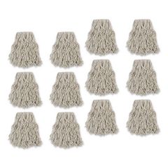 Banded Cotton Mop Head, #24, White, 12/carton