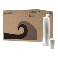 Paper Hot Cups, Double-Walled, 16 oz, White, 500/Carton