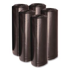 Recycled Low-Density Polyethylene Can Liners, 56 gal, 1.6 mil, 43" x 47", Black, Perforated, 20 Bags/Roll, 5 Rolls/Carton