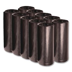 Recycled Low-Density Polyethylene Can Liners, 60 gal, 1.8 mil, 38" x 58", Black, Perforated, 10 Bags/Roll, 10 Rolls/Carton