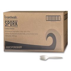 Mediumweight Polypropylene Cutlery, Spork, Plastic, White, 1000/Carton