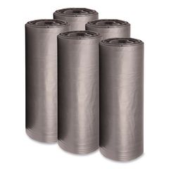Low-Density Waste Can Liners, 56 gal, 1.1 mil, 43" x 47", Gray, Perforated Roll, 20 Bags/Roll, 5 Rolls/Carton