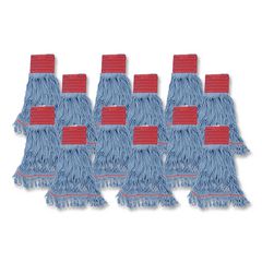 Pro Loop Web/Tailband Mop Head, Cotton/Polyester/Rayon, Large, Blue, 12/Carton