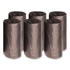 High-Density Can Liners, 45 gal, 19 mic, 40" x 46", Black, Perforated Roll, 25 Bags/Roll, 6 Rolls/Carton