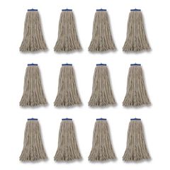 Mop Head, Lie-Flat Head, Cotton Fiber, 24 oz., White, 12/Carton