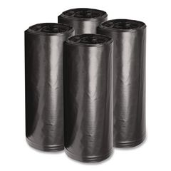 Low-Density Waste Can Liners, 45 gal, 0.6 mil, 40" x 46", Black, Perforated Roll, 25 Bags/Roll, 4 Rolls/Carton