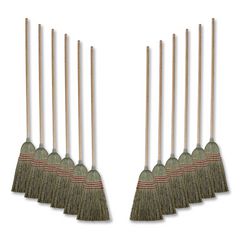 Mixed Fiber Maid Broom, Mixed Fiber Bristles, 55" Overall Length, Natural, 12/carton