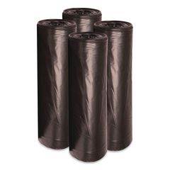 Low-Density Waste Can Liners, 56 gal, 0.6 mil, 43" x 47", Black, Perforated Roll, 25 Bags/Roll, 4 Rolls/Carton