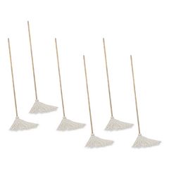 Handle/Deck Mops, #12 White Rayon Head, 48" Natural Wood Handle, 6/Pack