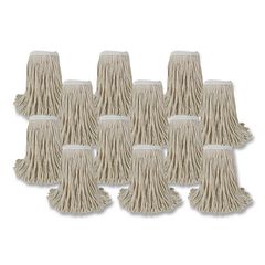 Banded Cotton Mop Heads, Cut-End, 20 oz, White, 12/Carton