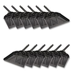 Metal Dust Pan, 12 x 14, 5" Handle, 20-Gauge Steel, Black, 12/Carton