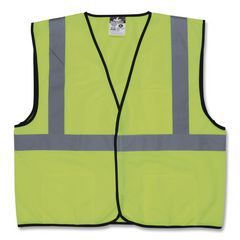Class 2 Safety Vest, Polyester, X-Large, Fluorescent Lime with Silver Stripe