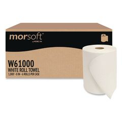 Morsoft Universal Roll Towels, 1-Ply, 8" x 1,000 ft, White, 6 Rolls/Carton