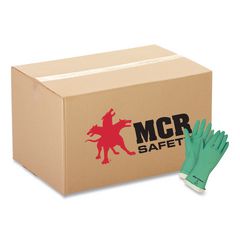 Flock-Lined Nitrile Gloves, One Size Fits Most, Green, 12 Pairs