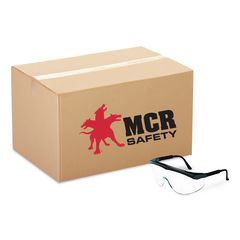 Stratos Safety Glasses, Black Half Frame OTG, Clear Single Lens, 12/Box