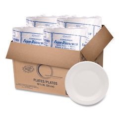 Concorde Foam Plate, 10.25" Dia, White, 125/pack, 4 Packs/carton