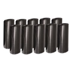 Low Density Can Liners, 60 gal, 2 mil, 38" x 58", Black, 10 Bags/Roll, 10 Rolls/Carton