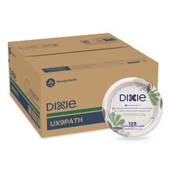Pathways Soak-Proof Shield Mediumweight Paper Plates, 8.5" dia., Green/Burgundy, 1,000/Carton