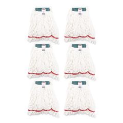 Web Foot Shrinkless Looped-End Wet Mop Head, Cotton/synthetic, Medium, White, 6/carton