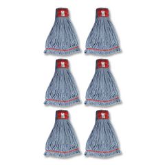 Web Foot Wet Mop Heads, Shrinkless, Cotton/Synthetic, Large, Blue