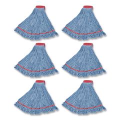 Swinger Loop Wet Mop Heads, Cotton/Synthetic, Large, Blue, 6/Carton