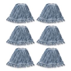 Super Stitch Blend Mop Heads, Cotton/Synthetic, Medium, Blue, 6/Carton