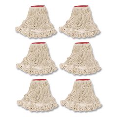 Super Stitch Looped-End Wet Mop Head, Cotton/synthetic, Large Size, Red/white