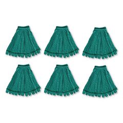 Tube Mop, Microfiber, Green, Medium, 5" Green Headband, 6/Carton