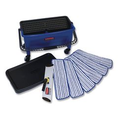Microfiber Floor Finishing System, 3 gal, Blue/black/white