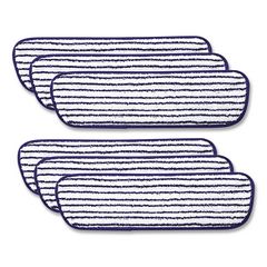 Microfiber Finish Pad, 18 x 5.5, Blue/White, 6/Box