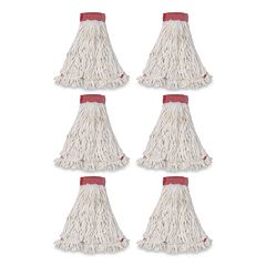 Web Foot Wet Mop Head, Shrinkless, Cotton/Synthetic, Large, White,  6/Carton