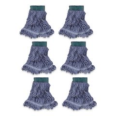 Super Stitch Blend Mop Head, Cotton/Synthetic, Medium, Blue, 6/Carton
