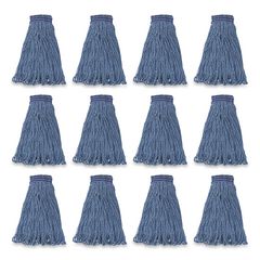 Universal Headband Mop Head, Cotton/Synthetic, 24 oz, Blue, 12/Carton