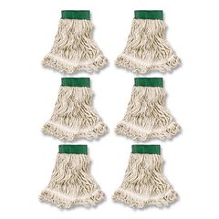 Super Stitch Looped-End Wet Mop Head, Cotton/synthetic, Medium, Green/white