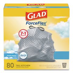 ForceFlex Kitchen Drawstring Trash Bags, 13 gal, Fresh Clean with Febreze Freshness, 24 x 27.38, White, 80/Box