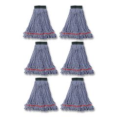 Web Foot Wet Mop Head, Shrinkless, Cotton/Synthetic, Medium, Blue, 6/Carton
