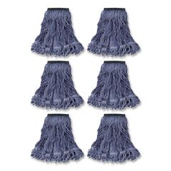 Swinger Loop Wet Mop Head, Medium, Cotton/synthetic, Blue, 6/carton