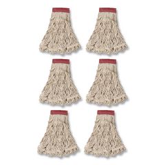 Swinger Loop Wet Mop Heads, Cotton/Synthetic, Large, White, 6/Carton