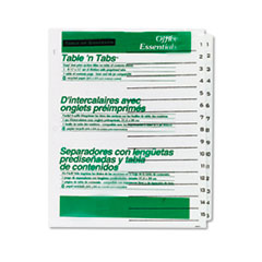 Office Essentials Table 'N Tabs Dividers, 15-Tab, 1-15, Letter, White, 1 Set