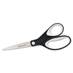 KleenEarth Soft Handle Scissors, 8" Long, 3.25" Cut Length, Black/Gray Straight Handle