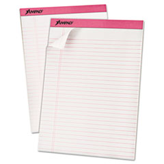 Breast Cancer Awareness Pads, Lgl/Wide Rule, Ltr, Pink, 6 50-Sheet Pads/Pack