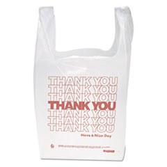 "Thank You" Handled T-Shirt Bag, 0.167 bbl, 12.5 microns, 11.5" x 21", White, 900/Carton