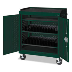 Mobile Tablet Storage Cart, 36w x 24d x 43h, Forest Green