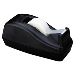 DELUXE DESKTOP TAPE
DISPENSER, ATTACHED 1&quot; CORE,
HEAVILY WEIGHTED, BLACK