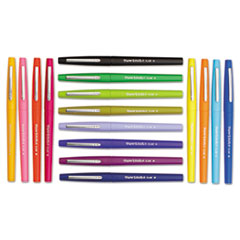 Point Guard Flair Porous Point Stick Pen, Assorted Ink, Medium, 16/Pack