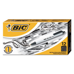 BIC CLIC STIC RETRACTABLE BALLPOINT PEN, BLACK INK,